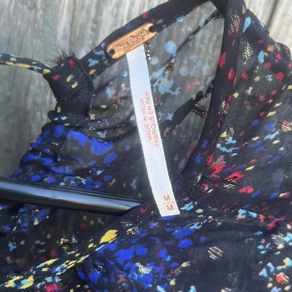 EUC Free People Anna Open Back Dress Black Floral Size Medium